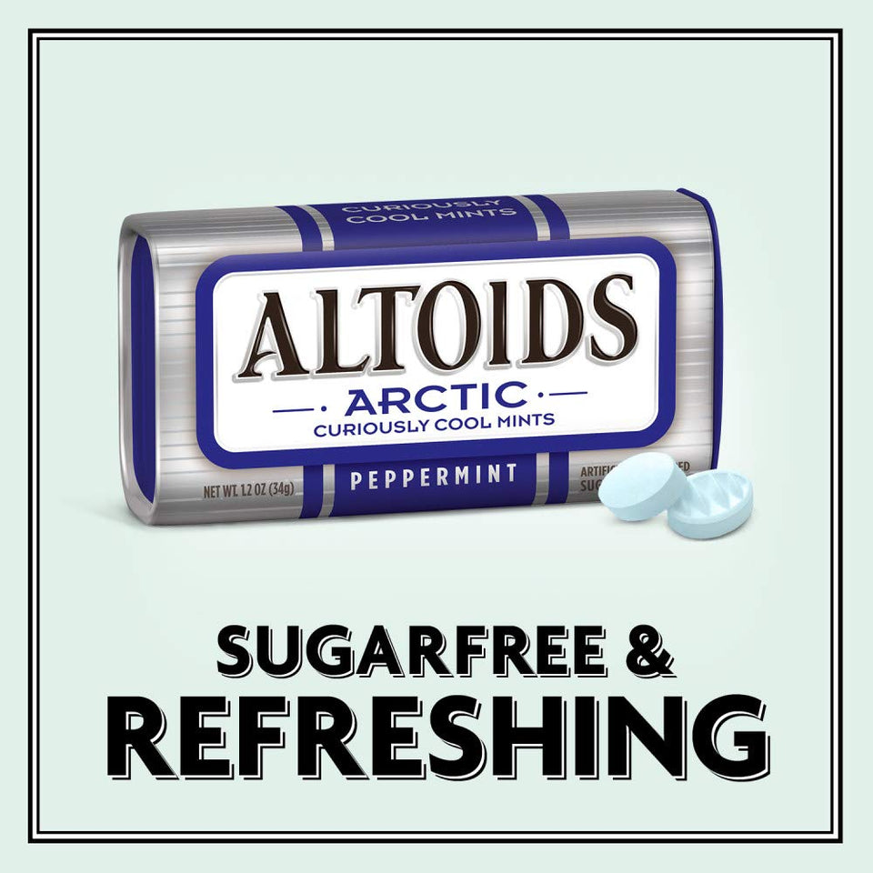 altoids arctic peppermint breath mints sugar free 1.2 oz tin pack of 8