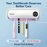 takoo 4 slots wall mounted toothbrush holder with smart hot air drying technology rechargeable smart gadget