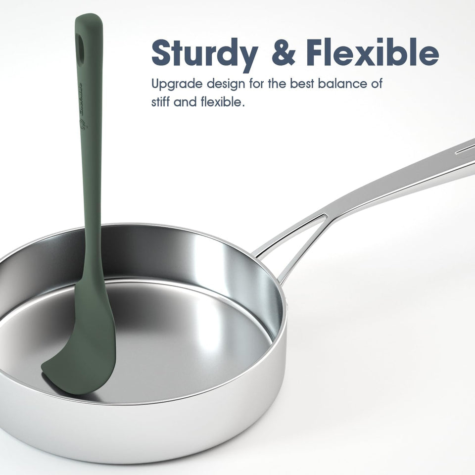 5 Pieces Silicone Spatula Set, Food Grade Rubber Spatula, Upgrade Strong Handle with Ergonomic Grip, Heat Resistant Up to 600°F for Nonstick Cookware, Cooking