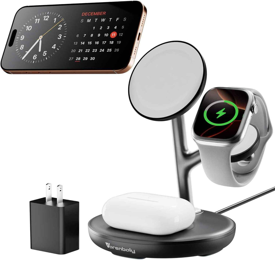 Magnetic Charger for iPhone 17 16 15-12 Series, Mag-Safe Phone Charger for iPhone and AirPods Charging Stand