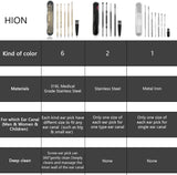 hion 6 pc extended ear wax removal kit with 316l stainless steel curette and cleaning brush for kid adult gold
