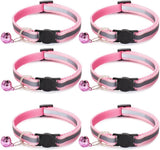 Nylon 6 Pack Reflective Cat Collar with Bell and Breakaway Buckle Adjustable 19-32cm Mixed Colors