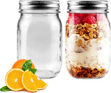 Showvigor 2 Pack Regular Mouth Mason Jars 16oz Glass Canning Jars with Airtight Lids for Preserving, Jam, Honey, Jelly, Wedding Favors, Sauces, Meal Prep, Overnight Oats, Salad