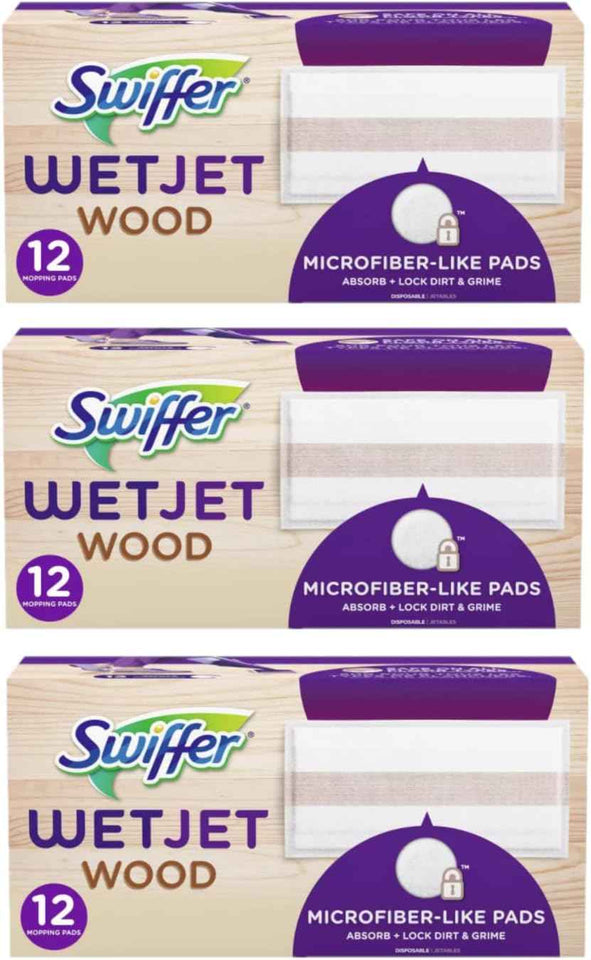 Swiffer WetJet Hardwood Floor Cleaner Spray Mop Pad Refill, Bathroom Cleaning Supplies, Hardwood Floor Cleaner, Multi Surface, 24 Count