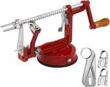 Apple Peeler Corer, Long lasting Chrome Cast Magnesium Alloy Apple Peeler Slicer Corer with Stainless Steel Blades and Powerful Suction Base for Apples and Potato(Red)