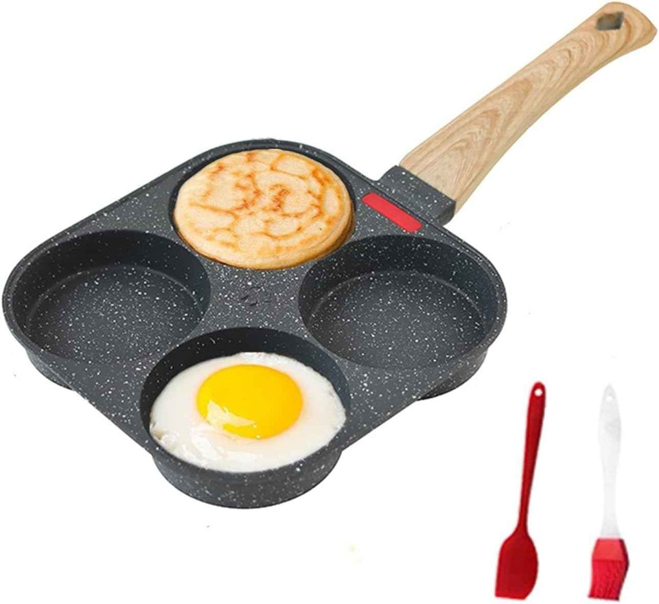 HUPECHAM 4-Cup Nonstick Egg Pan with Granite Coating for Gas Stove and Induction Cooktop