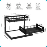 REALINN Black 2-Tier Under Sink Organizer with Pull-Out Cabinet Storage and Slide-Out Shelf, Pack of 1