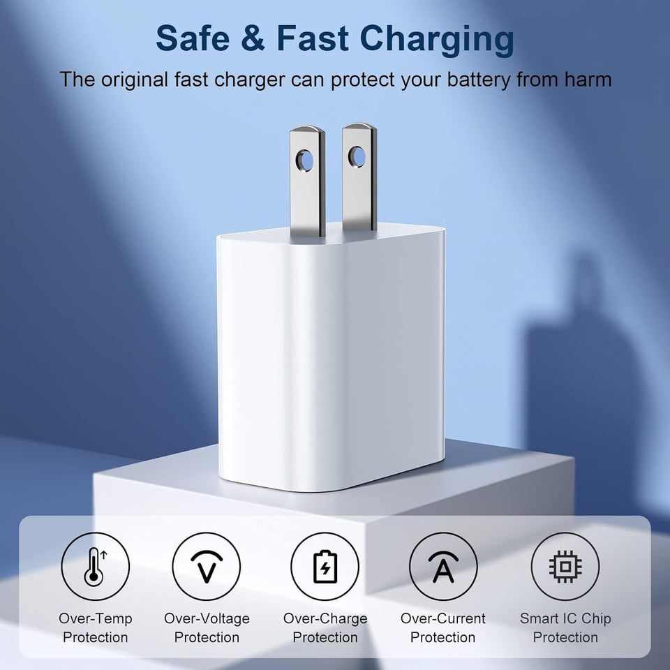 iPhone Charger Fast Charging,20W PD USB C Wall Charger 4 Pack with 6FT Fast Charging Cable - Fast Charger for iPhone 14/14 Pro Max/13/13 Pro/12/12 Pro/11/11 Pro/XS, iPad