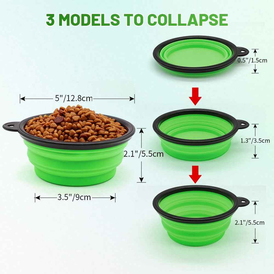 dog collapsible bowls 2 pack small blue+green for cats dogs portable pet feeding watering travel