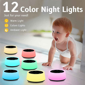 colorsnoise sound machine with 30 soothing sounds and 12 colors baby night light with memory function black