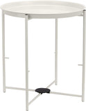 Storage End Table, Side Table with Cloth Basket, White/Heather Gray, 17.7"L x 17.7"W x 18.9"H
