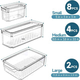 nisilin 14 pack fridge organizers and storage for refrigerator, bpa-free, clear bins, 3 sizes