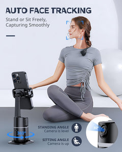 UBeesize Auto Face Tracking Tripod with Adjustable Desk Tripod, 360° Rotating vlogging kit for iPhone with Remote & Gesture Control, Rechargeable Selfie Fill Light, No App Required