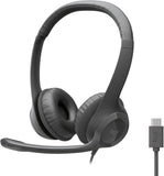 Logitech H390 black stereo wired headset with noise cancelling mic for PC, laptop, Chromebook