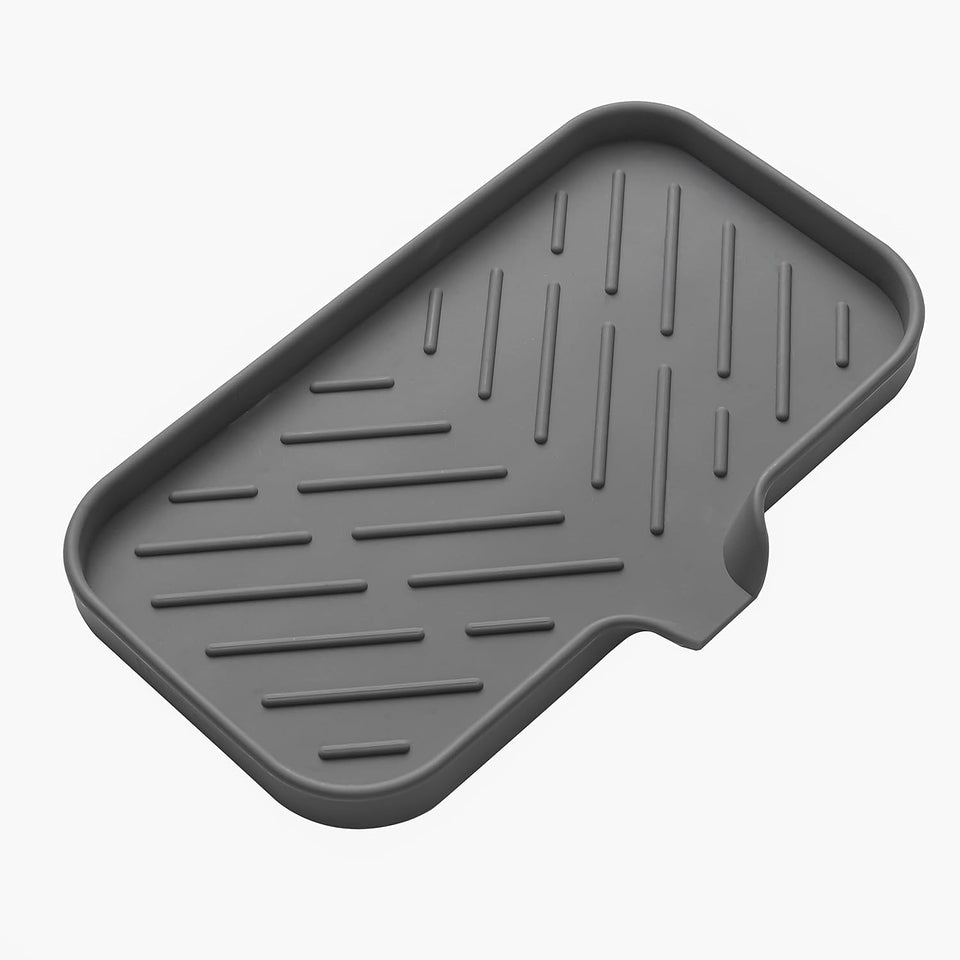 MicoYang silicone bathroom soap dish with drain spout, sink organizer, and sponge holder, 4.9 x 3.2 inches