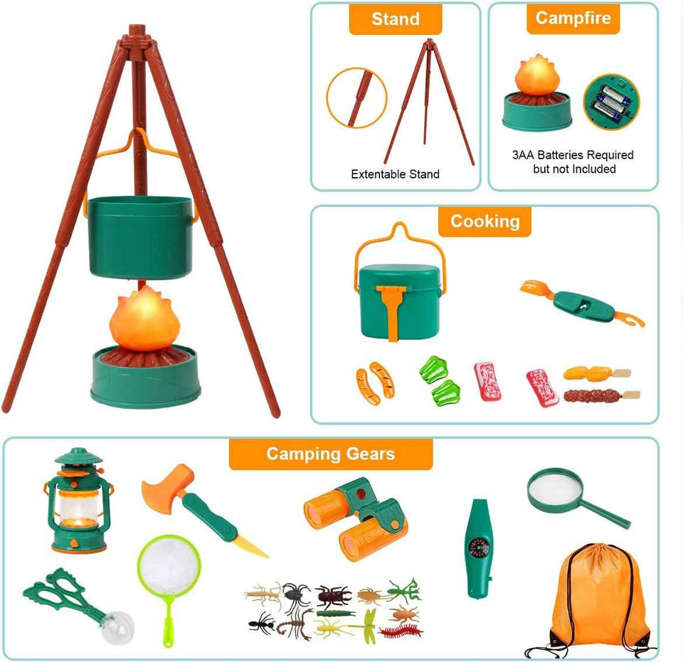 Meland Kids Camping Set with Tent - Toddler Toys for Boys 3-6 Years Old, Green