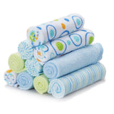 Spasilk newborn washcloths, 10-pack, 80% cotton, 20% polyester, 9x9 inches, various colorful prints