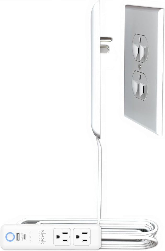 Sleek Socket original flat ultra-thin outlet concealer with extension cord kit, 3ft, multi-outlet power strip for home improvement