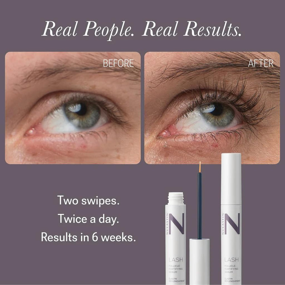 NULASTIN Follicle Fortifying Lash Serum - Clinically Tested Eyelash Enhancing Serum - Nourishes & Repairs to Promote Longer-Looking Lashes - Enriched with Hair-Strengthening Ingredients (0.1 Fl Oz)