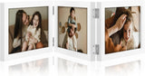 decorUhome Engineered Wood Trifold 4x6 Photo Frame with Plexiglass for Tabletop Display, Black, 3-Picture Frame