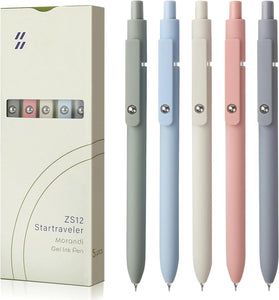 FIOVER 5pcs Gel Pens Quick Dry Ink Pens Fine Point Premium Retractable Rolling Ball Gel Pens Black Ink Smooth Writing for School Office Home