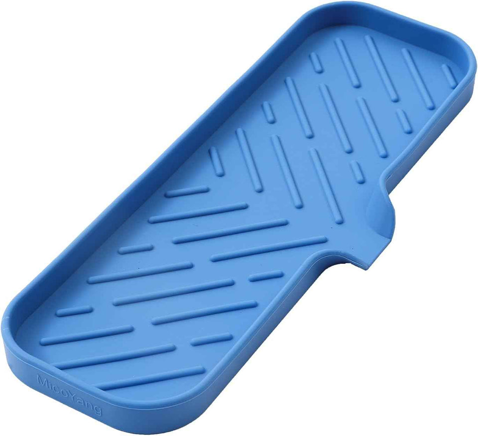 Silicone Bathroom Soap Dishes with Drain Spout-Bathroom and Kitchen Sink Organizer,Sponge Holder,Dish Soap Tray,Perfect for Dispenser,Scrubber,Bottle,Cup on Sink or Counter-Black 4.9"×3.2"