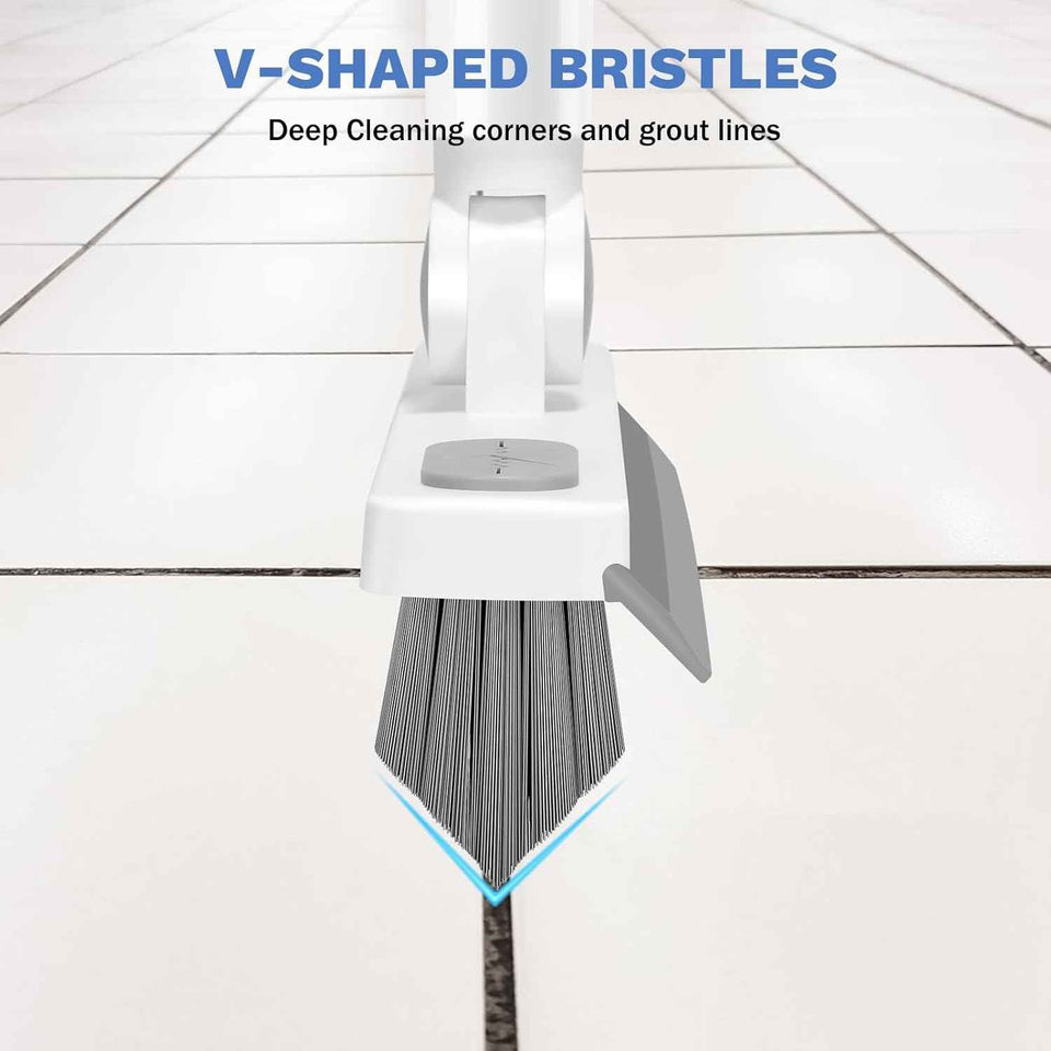 SetSail Grout Cleaner Brush with Long Handle, V-Shaped Floor Scrub Brush for Bathroom, Tile, Kitchen, and Garage Cleaning