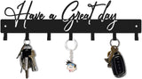 Have a Great Day Key Hooks for Wall Decoration,Delicate Fashion Black Metal Key Holder Wall Mount,Have a Great Day Key Hanger with 7 Kooks for Hallway,Office
