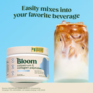 Bloom Nutrition Bovine Colostrum Powder with Vitamin B-12 for Gut Health, Immune Support, Hair Growth & Beauty Supplement | Unflavored, 25 Servings