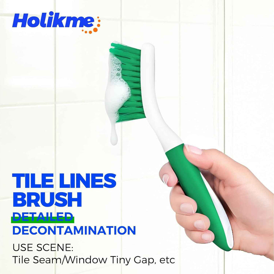 Holikme Cleaning Brush Set for Household Use, Scrub Brush, Kitchen Brush, Tile Lines Brush for Bathroom, Floor, Tub, Shower, and Kitchen Surface