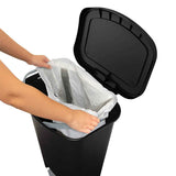 Glad 13 Gallon Trash Can | Plastic Kitchen Waste Bin with Odor Protection of Lid | Hands Free with Step On Foot Pedal