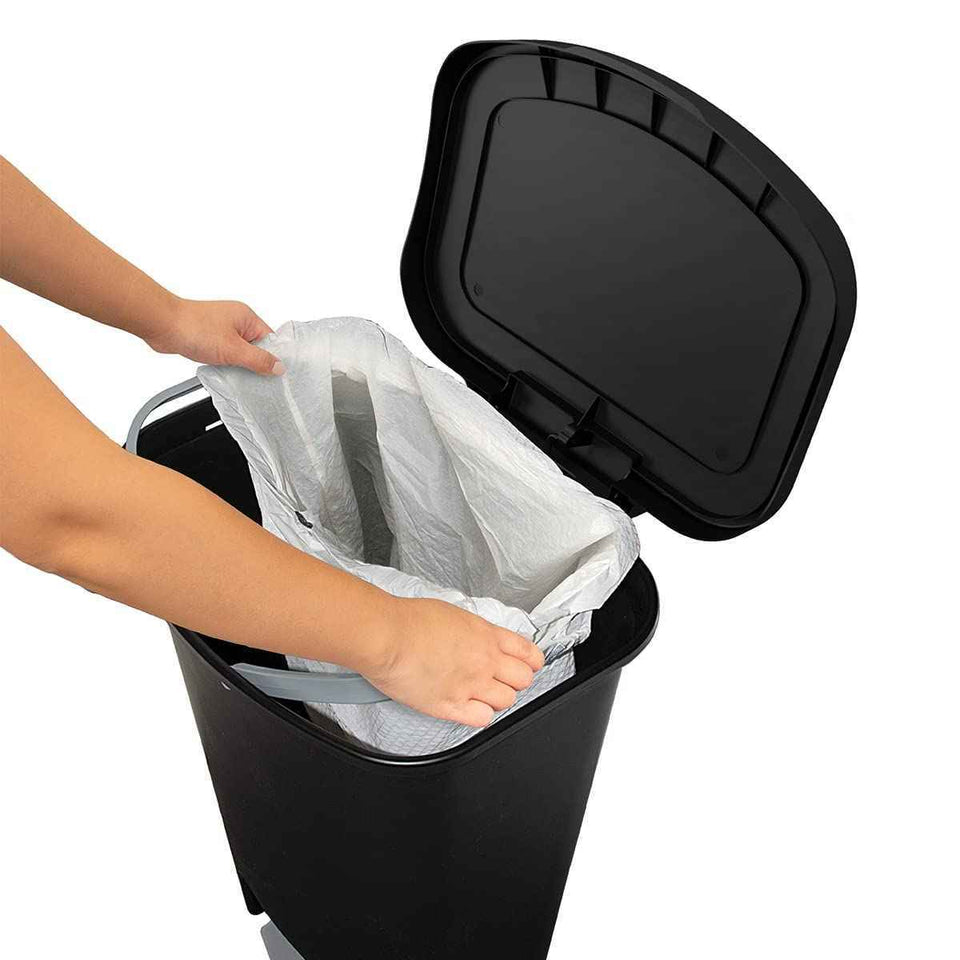 Glad 13 Gallon Trash Can | Plastic Kitchen Waste Bin with Odor Protection of Lid | Hands Free with Step On Foot Pedal