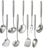 Newness 16 Pcs Cooking Utensils Set, 304 Stainless Steel Kitchen Utensils Set, Metal Kitchen Accessories, Include Soup Ladle, Slotted Skimmer Spoon, Spaghetti Spoon and Spatula, Dishwasher Safe