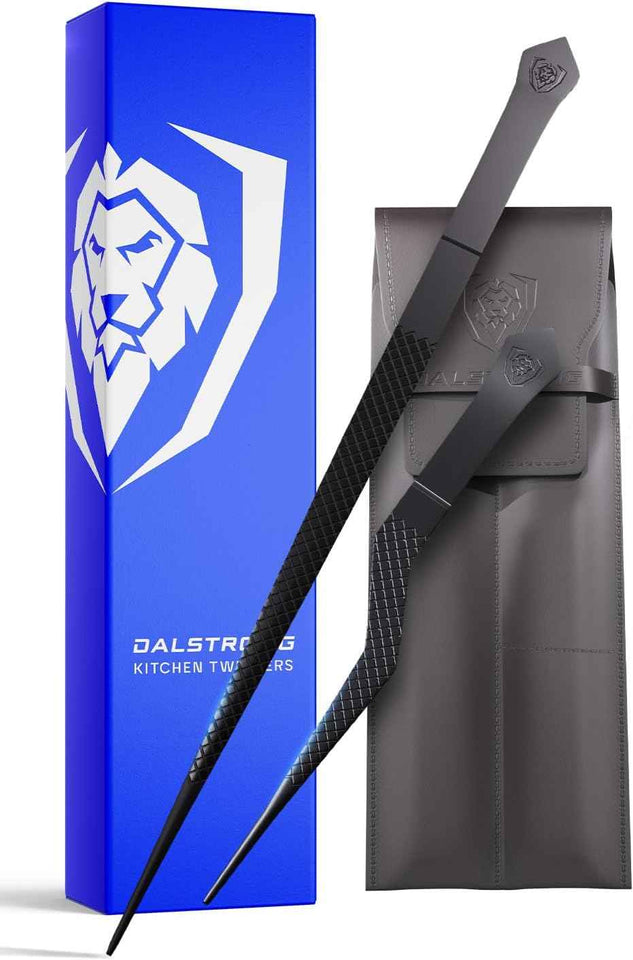 Dalstrong Professional Food Tweezers-Giftable 4pc Set-6.5"-High-Precision Tweezer Tongs-Black Titanium Coating-Plating, Multi-use-304 Stainless Steel-Culinary Fine Use-Metal Kitchen Tongs