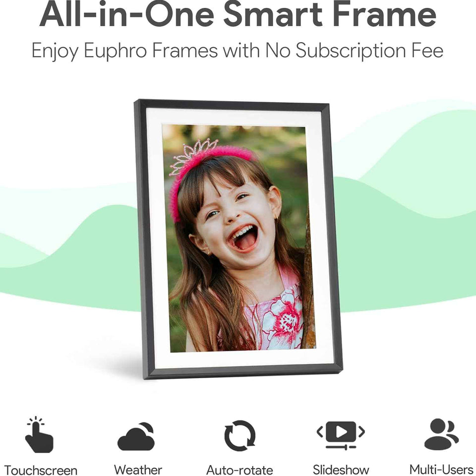 10.1'' digital picture frame with 32gb storage and 1280x800 ips touchscreen for sharing photos and videos