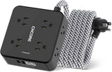 Surge Protector Power Strip - CHCORE 5Ft Braided Extension Cord with 8 Outlets with 4 USB (2 USB C) Charging Ports, Flat Plug Multi Plug Outlet Extender Charging Station for Home Office, ETL, White
