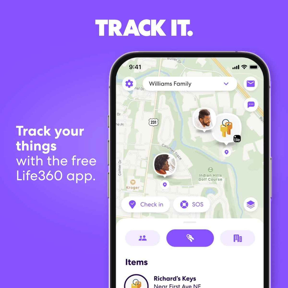 Tile by Life360 Mate - Bluetooth tracker for keys, bags, and more with phone finder and SOS alert