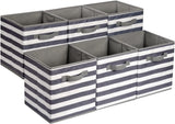 Collapsible Fabric Storage Cubes with Handles, Beige, 10.5 x 10.5 x 11-inch, Pack of 6 for Easy Organization