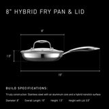 HexClad Hybrid Nonstick 8-Inch Frying Pan with Tempered Glass Lid, Stay-Cool Handle, Dishwasher-Friendly, Oven-Safe, Induction Ready