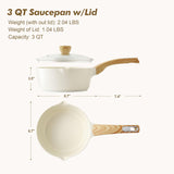 SENSARTE Ceramic Nonstick 3.0 Quart Saucepan with Double Spout Large Cooking Pot Non Toxic Kitchen Sauce Pot