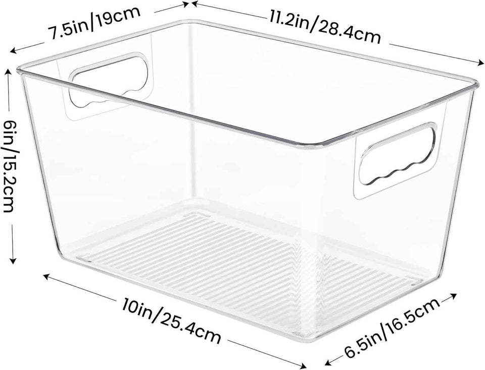 YIHONG 6 Pack Clear Pantry Organizer Bins with Handles for Kitchen, Freezer, Cabinet, Closet, Bathroom