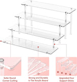 4 Tier Acrylic Display Risers, Clear Perfume Organizer Stand, Large Cupcake Stand Holder, Dessert Display for Party, Display Shelf for Figure and Collection, Riser Stand for Decoration and Organizer
