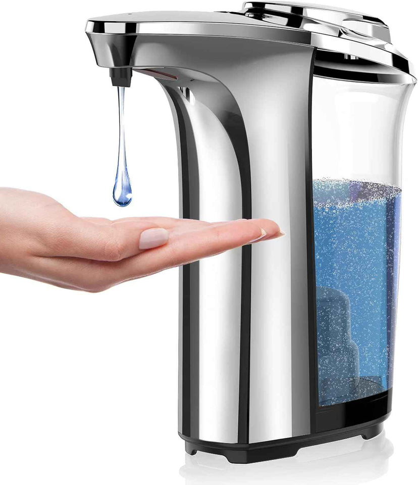 Touchless Automatic Soap Dispenser with Infrared Sensor and 5 Adjustable Soap Levels, 17oz/500ml Silver Finish