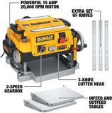 DEWALT Thickness Planer, 13-inch Wood Planer, Three Knife Two Speed, 15 Amp, 20,000 RPM Motor (DW735X)