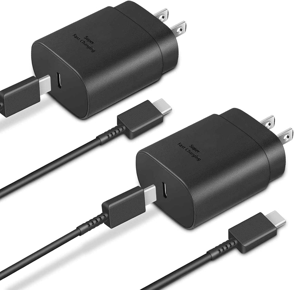 25w type c charger 2-pack fast charging block with 6ft usb c cable compatible with galaxy s25 s24 s23
