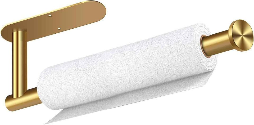 Paper Towel Holder, Self Adhesive or Drilling Paper Towel Holder Under Cabinet, Stainless Steel Black Paper Towel Holders Wall Mount for Kitchen, Bathroom, Sink, Pantry, Fridge