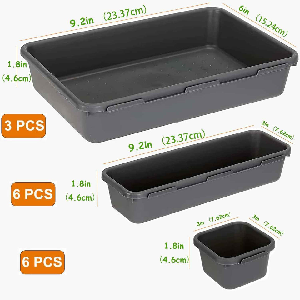 15-Piece Interlocking Desk Organizer for Office, Bathroom, and Kitchen Storage