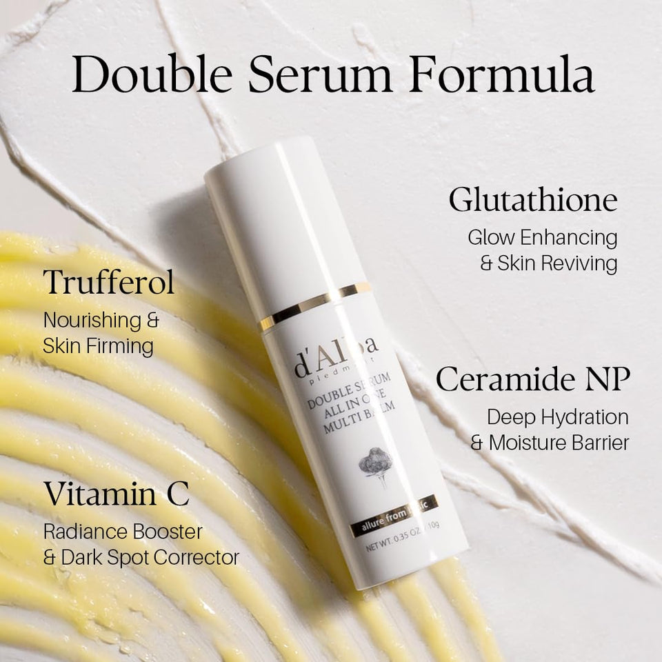 d'alba Piedmont White Truffle Double Serum All-in-one Multi Balm, Stick Balm, Vegan Skincare with Vitamin C and Vegan Collagen, 3-in-1 Anti Wrinkle, Eye Treatment, Dark Spot Remover