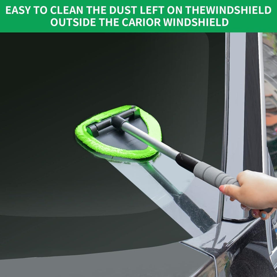 XINDELL 24-inch Windshield Cleaner Tool – Upgrade Large Head Car Interior&Exterior Window Cleaning Kit with Extendable Handle & 4 Microfiber Pads, Auto Wiper Brush for Car, Trucks, SUVs, RVs & Home