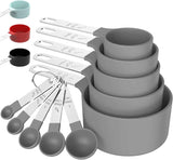 TILUCK Measuring Cups & Spoons Set, Stackable Cups and Spoons, Nesting Measure Cups with Stainless Steel Handle, Kitchen Gadgets for Cooking & Baking (Black)